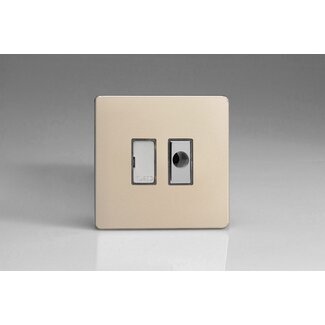 Varilight Screwless 13A Unswitched Fused Spur + Flex Outlet with Metal Inserts Decorative Satin Chrome Inserts