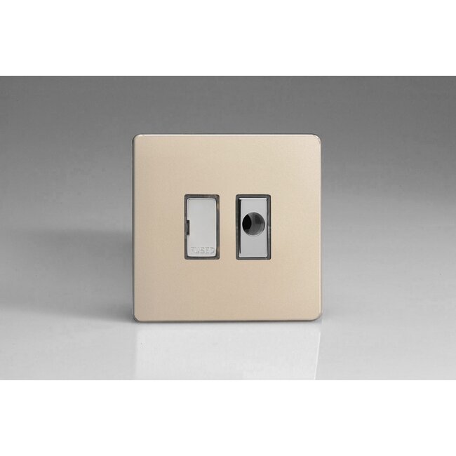 Varilight Screwless 13A Unswitched Fused Spur + Flex Outlet with Metal Inserts Decorative Satin Chrome Inserts