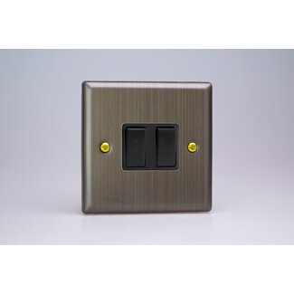 Varilight Urban 2-Gang 10A 1- or 2-Way Rocker Switch Black Antique Brass Black