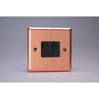 Varilight Urban 2-Gang 10A 1- or 2-Way Rocker Switch Black Brushed Copper Black Rockers
