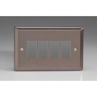 Varilight Classic 4-Gang PowerGrid Plate including Yoke (Twin Plate)  Pewter