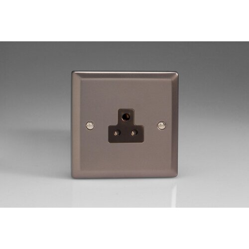 Varilight Classic 1-Gang 2A Round Pin Socket Black Pewter Black Insert Varilight Classic 1-Gang 2A Round Pin Socket Black Pewter Black Insert