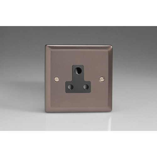 Varilight Classic 1-Gang 5A Round Pin Socket Black Pewter Black Insert Varilight Classic 1-Gang 5A Round Pin Socket Black Pewter Black Insert