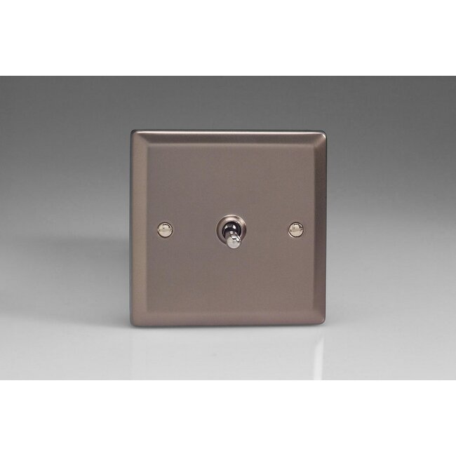 Varilight Classic 1-Gang 10A 1- or 2-Way Toggle Switch Decorative Pewter Chrome Toggle