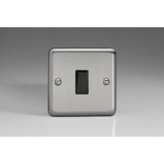 Varilight Classic 1-Gang 10A 1- or 2-Way Rocker Switch Black Matt Chrome Black Rocker