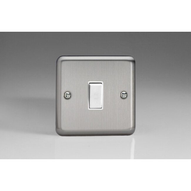 Varilight Classic 1-Gang 10A 1- or 2-Way Rocker Switch White Matt Chrome White Rocker