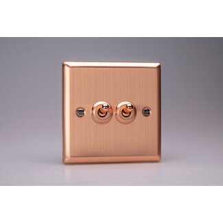 Varilight Urban 2-Gang 10A Intermediate Toggle Switch Decorative Brushed Copper Iridium Toggle
