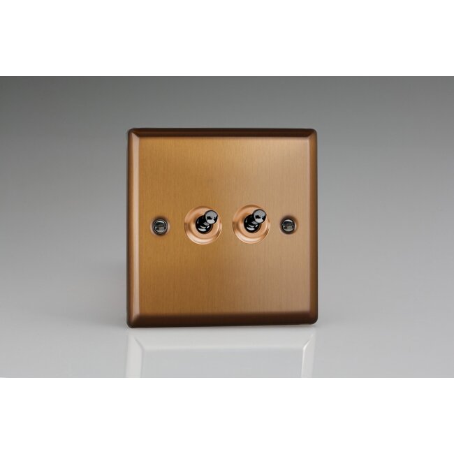 Varilight Urban 2-Gang 10A Intermediate Toggle Switch Decorative Brushed Bronze Iridium Toggle