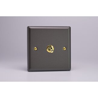 Varilight Vogue 1-Gang 10A Intermediate Toggle Switch Brass Slate Brass