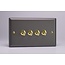Varilight Vogue 4-Gang 10A 1- or 2-Way Toggle Switch (Twin Plate) Brass Slate Brass