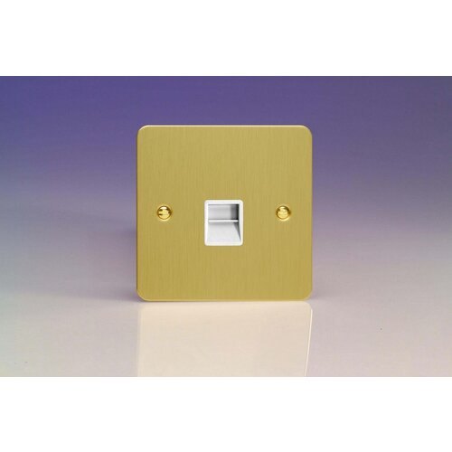 Varilight Ultraflat 1-Gang Telephone Secondary (Extension) Socket White Brushed Brass White Insert Varilight Ultraflat 1-Gang Telephone Secondary (Extension) Socket White Brushed Brass White Insert