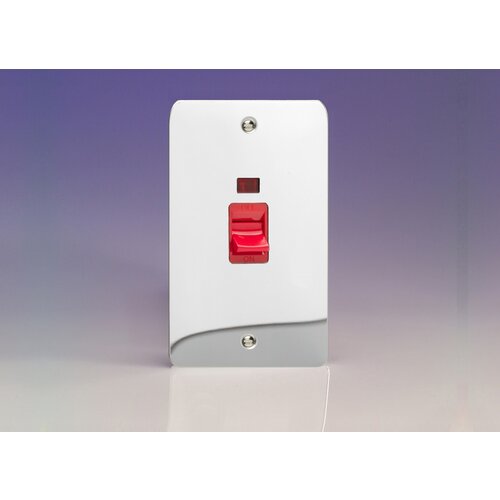 Varilight Ultraflat 45A Cooker Switch + Neon (Vertical Twin Plate, Red Rocker) Black Polished Chrome Red Insert Varilight Ultraflat 45A Cooker Switch + Neon (Vertical Twin Plate, Red Rocker) Black Polished Chrome Red Insert