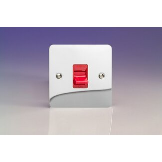 Varilight Ultraflat 45A Cooker Switch (Single Plate, Red Rocker) Red Polished Chrome Red Insert