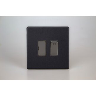 Varilight Urban Screwless 13A Switched Fused Spur + Neon with Metal Inserts Decorative Matt Black Iridium Inserts