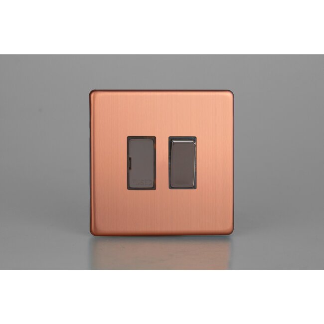 Varilight Urban Screwless 13A Switched Fused Spur with Metal Inserts Decorative Brushed Copper Iridium Inserts