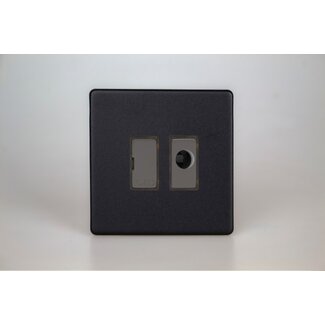 Varilight Urban Screwless 13A Unswitched Fused Spur + Flex Outlet with Metal Inserts Decorative Matt Black Iridium Inserts