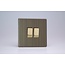Varilight Urban Screwless 2-Gang (10A Intermediate Switch + 10A 1- or 2-Way Rocker Switch) Brass Antique Brass Brass