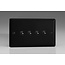 Varilight Urban 4-Gang 10A 1- or 2-Way Toggle Switch (Twin Plate) Decorative Matt Black Iridium Toggles