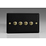 Varilight Vogue 4-Gang 10A 1- or 2-Way Toggle Switch (Twin Plate) Decorative Matt Black Polished Brass