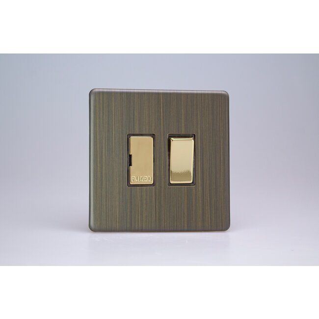 Varilight Urban Screwless 13A Switched Fused Spur Brass Antique Brass Brass