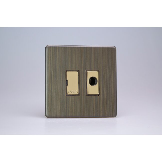 Varilight Urban Screwless 13A Unswitched Fused Spur with Metal Inserts Brass Antique Brass Brass