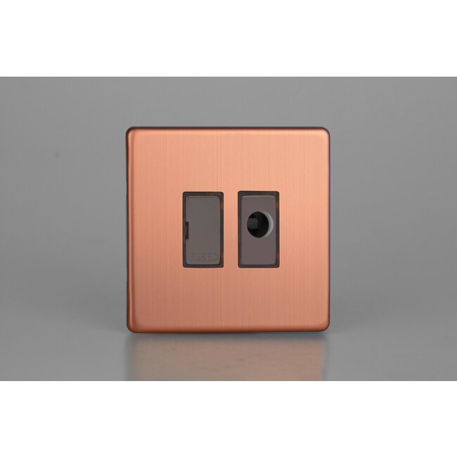 Varilight Urban Screwless 13A Unswitched Fused Spur + Flex Outlet with Metal Inserts Decorative Brushed Copper Iridium Inserts