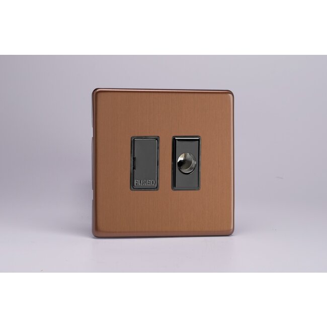 Varilight Urban Screwless 13A Unswitched Fused Spur with Metal Inserts Decorative Brushed Bronze Iridium Insert