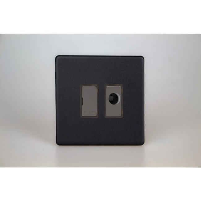 Varilight Urban Screwless 13A Unswitched Fused Spur + Flex Outlet with Metal Inserts Decorative Matt Black Iridium Inserts