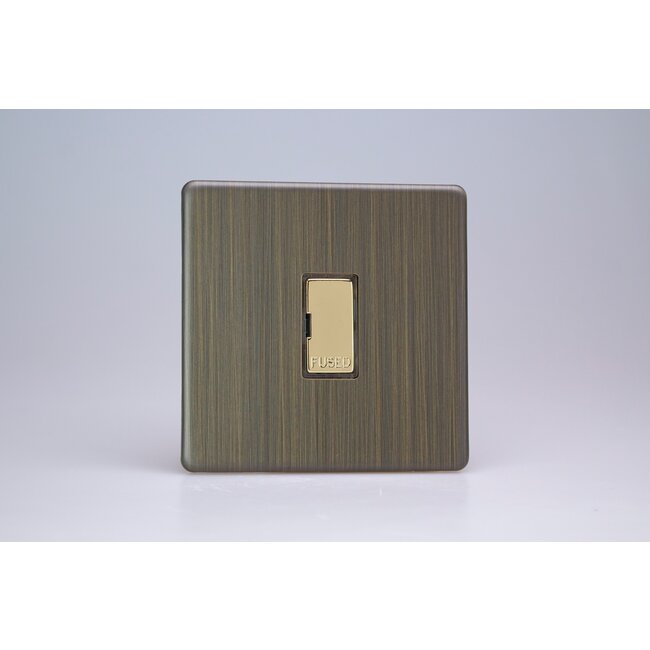 Varilight Urban Screwless 13A Unswitched Fused Spur Brass Antique Brass Brass