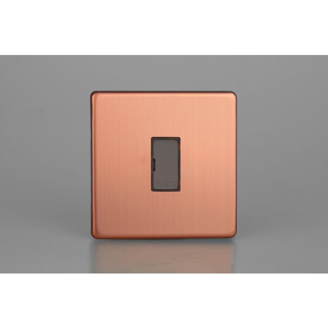 Varilight Urban Screwless 13A Unswitched Fused Spur with Metal Inserts Decorative Brushed Copper Iridium Inserts