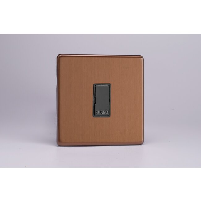 Varilight Urban Screwless 13A Unswitched Fused Spur Decorative Brushed Bronze Iridium Insert
