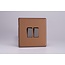 Varilight Urban Screwless 2-Gang (10A Intermediate Switch + 10A 1- or 2-Way Rocker Switch) Decorative Brushed Bronze Iridium Rockers