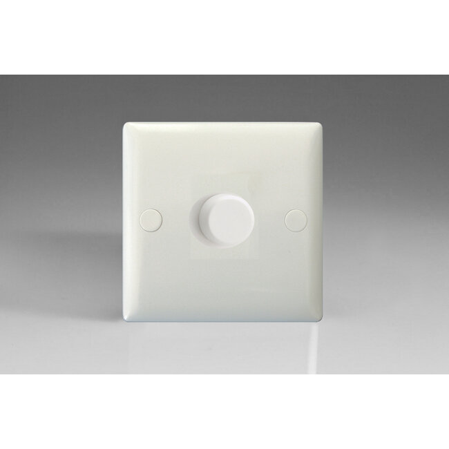 Varilight Value 1-Gang 2-Way Push-On/Off Rotary Dimmer 1 x 60-400W V-Dim Polar White White Knob