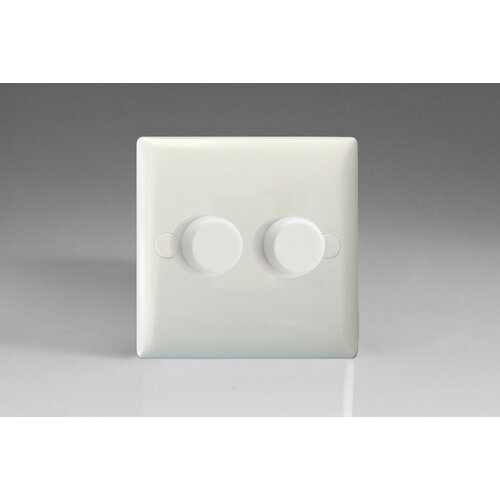 Varilight Value 2-Gang 2-Way Push-On/Off Rotary Dimmer 2 x 40-250W V-Dim Polar White White Knobs Varilight Value 2-Gang 2-Way Push-On/Off Rotary Dimmer 2 x 40-250W V-Dim Polar White White Knobs