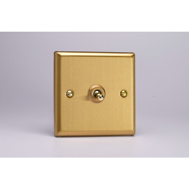 Varilight Classic 1-Gang 10A 1- or 2-Way Toggle Switch Decorative Brushed Brass Brass Toggle