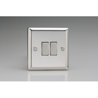 Varilight Classic 2-Gang 10A 1- or 2-Way Rocker Switch Decorative Mirror Chrome Chrome Rockers