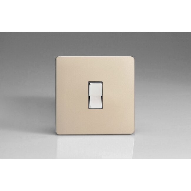 Varilight Screwless 1-Gang 10A 2-Way & Off Retractive Switch Decorative Satin Chrome Button