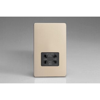 Varilight Screwless Dual Voltage Shaver Socket 230V/115V Black Satin Black Insert