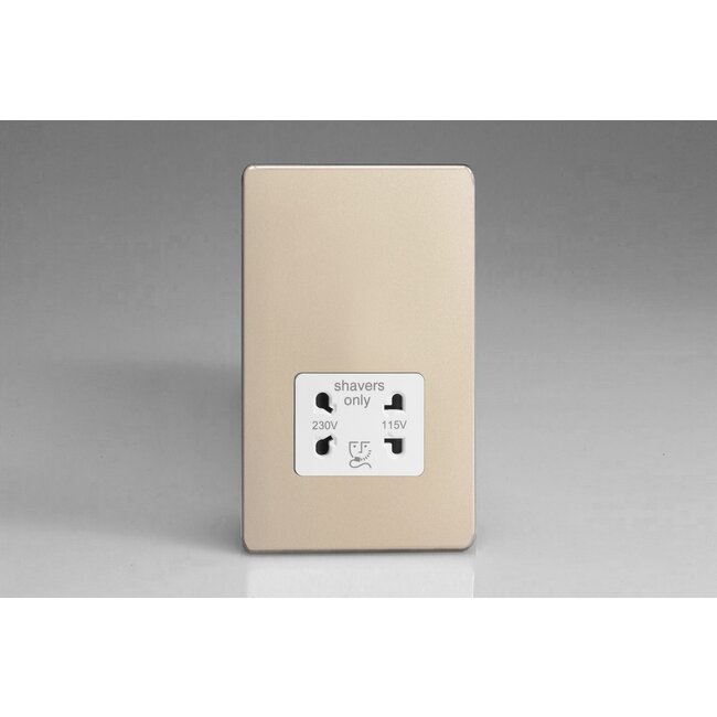 Varilight Screwless Dual Voltage Shaver Socket 230V/115V White Satin White Insert