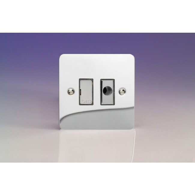 Varilight Ultraflat 13A Unswitched Fused Spur + Flex Outlet with Metal Inserts Decorative Polished Chrome Chrome Inserts