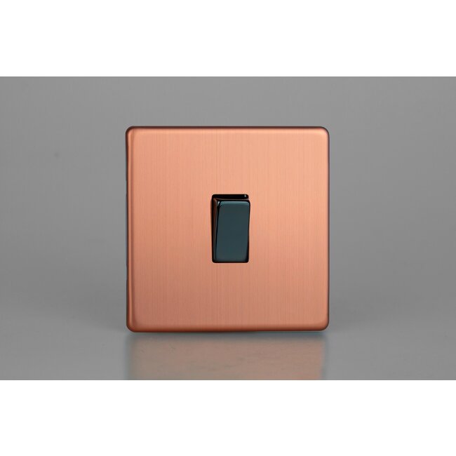 Varilight Urban Screwless 1-Gang 10A Intermediate Rocker Switch Decorative Brushed Copper Iridium Rocker
