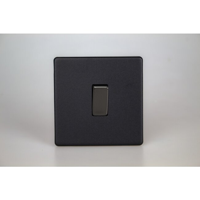 Varilight Urban Screwless 1-Gang 10A Intermediate Rocker Switch Decorative Matt Black Iridium Rocker