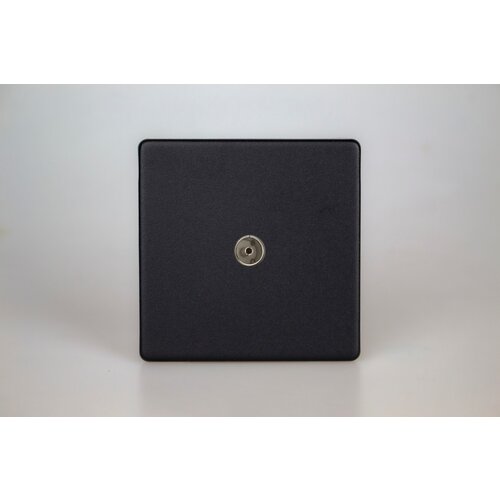 Varilight Urban Screwless 1-Gang TV Socket, Co-Axial Matt Black Plain Insert Varilight Urban Screwless 1-Gang TV Socket, Co-Axial Matt Black Plain Insert