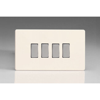 Varilight Screwless 4-Gang 10A 1- or 2-Way Rocker Switch (Twin Plate) Decorative Chrome Primed Chrome Rockers