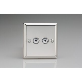 Varilight Classic 2-Gang 1-Way Remote/Touch Control Master LED Dimmer 2 x 0-100W (1-10 LEDs) V-Pro IR Mirror Chrome Chrome Buttons