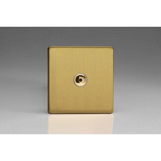 Varilight Screwless 1-Gang 1-Way Remote/Touch Control Master LED Dimmer 1 x 0-100W (1-10 LEDs) V-Pro IR Brushed Brass Brass Button