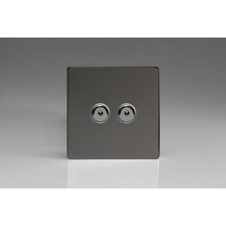 Varilight Screwless 2-Gang 1-Way Remote/Touch Control Master LED Dimmer 2 x 0-100W (1-10 LEDs) V-Pro IR Iridium Iridium Buttons