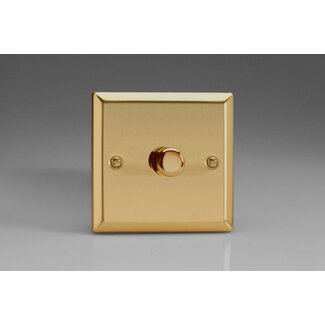 Varilight Classic 1-Gang 2-Way Push-On/Off Rotary LED Dimmer 1 x 0-120W (1-10 LEDs) V-Pro Victorian Brass Brass Knob