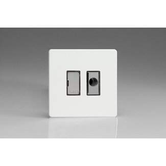 Varilight Screwless 13A Unswitched Fused Spur + Flex Outlet with Metal Inserts Decorative Premium White Chrome Inserts