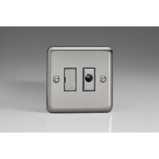 Varilight Classic 13A Unswitched Fused Spur + Flex Outlet with Metal Inserts Decorative Matt Chrome Steel Inserts